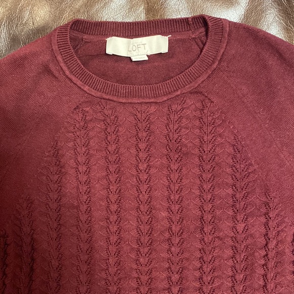 Loft Cranberry Textured XS Sweater - Picture 3 of 10